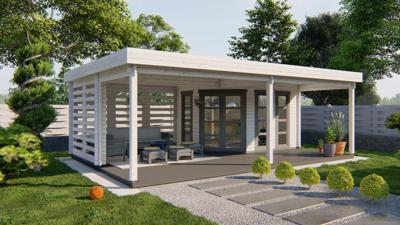 Blokhut - Tuinhuis Oletha | 40 mm | vuren groen geïmpregneerd