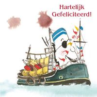 Wenskaart Henkie Tenkie - Gefeliciteerd Stoomboot (Set van 6)