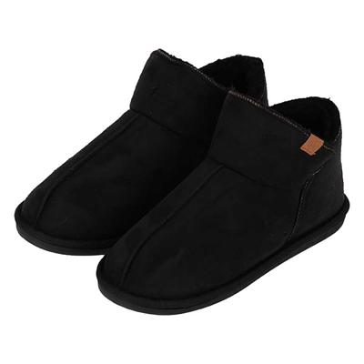 Apollo heren sloffen - instappers - zwart - suede look - hoog model - pantoffels - harde zool