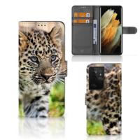Samsung Galaxy S21 Ultra | Telefoonhoesje | Met pasjeshouder | Baby Luipaard