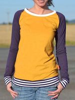 Red Casual Striped Printed Crew Neck Shirt