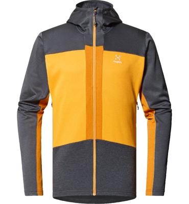 Haglofs Roc Flash Mid Hood Fleece Heren Magnetite/Sunny Yellow M