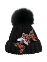 Monnalisa bonnet en maille épaisse - Noir