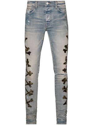 AMIRI jean skinny Camo Bones - Bleu