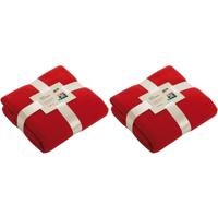 Fleece bankdeken/plaid - 2x - rood - 130 x 170 cm - 240 grams - pluisvrij - wasbaar