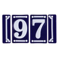 Best for Boots huisnummer 97 - met sierrand - Oudhollands - emaille - blauw/wit