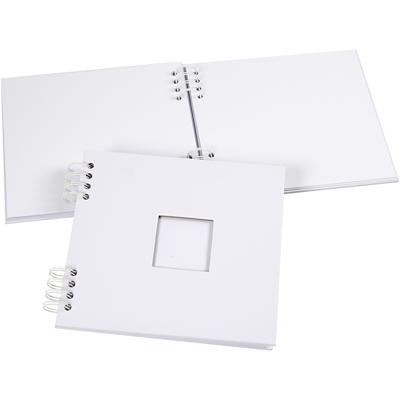 Creativ Company Spiraal gebonden scrapbook, afm 20x20 cm, 250 gr, wit, 1 stuk