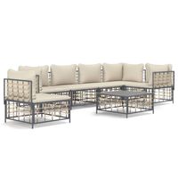 The Living Store Loungeset Antraciet - Hoekbank 72x72x66 cm - Poly Rattan