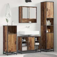 Badkamermeubelset met plank 3 pcs Oud Hout Bewerkt hout