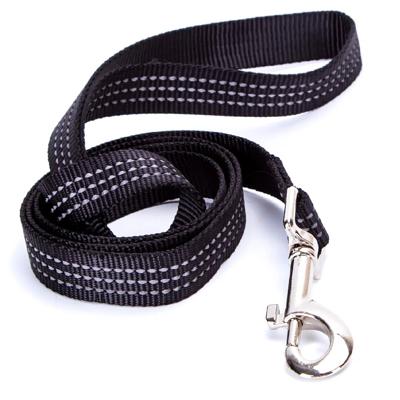 Nobleza Hondenriem zwart - Reflecterend Nylon - Lengte 120 cm - Breedte 2 cm