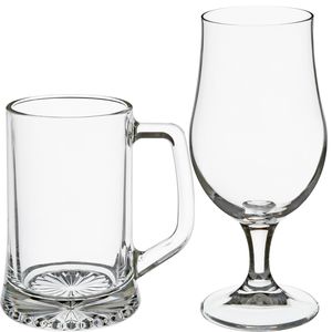 Bierglazen set - bierpullen/bierglazen op voet - 8x stuks - glas