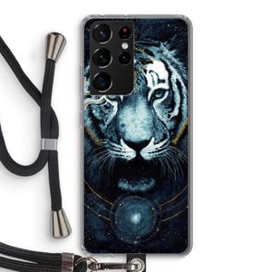 Darkness Tiger: Samsung Galaxy S21 Ultra Transparant Hoesje met koord