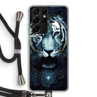 Darkness Tiger: Samsung Galaxy S21 Ultra Transparant Hoesje met koord