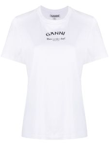 GANNI t-shirt à logo imprimé - Blanc