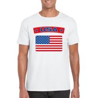 Amerika / USA supporters t-shirt - met vlag print - wit - voor heren - landen - kleding
