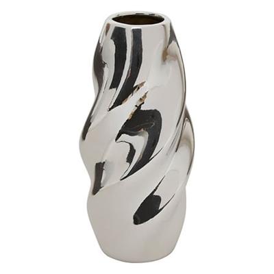 Bloemenvaas Silver Sky - zilver - keramiek - D10 x H21 cm - moderne vorm