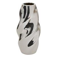 Bloemenvaas Silver Sky - zilver - keramiek - D10 x H21 cm - moderne vorm