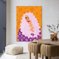 Urban Cotton Wandkleed 'Retro Girly' 145 x 190cm in Frame - black