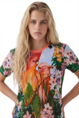 Tropisch T-shirt met papegaaien - BLUE - XL