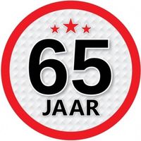 10x 65 Jaar leeftijd stickers rond verjaardag versiering - Feeststickers