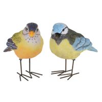 Tuinbeeldjes decoratie vogeltjes - 2x stuks - metaal - 10 cm - binnen/buiten Tuinbeeldjes decoratie vogeltjes - 2x stuks - metaal - 10 cm - binnen/buiten