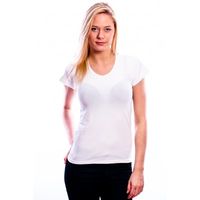 RJ Bodywear Ladies T-Shirt V-Hals White - thumbnail