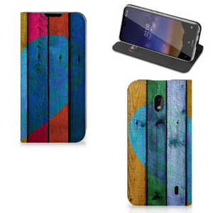 Nokia 2.2 Book Wallet Case Wood Heart - Cadeau voor je Vriend