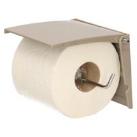 Toiletrolhouder wand/muur - metaal met afdekklepje - beige/grijs - thumbnail