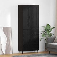 Hoge kast met lade 2 pcs Zwart Eiken Bewerkt hout