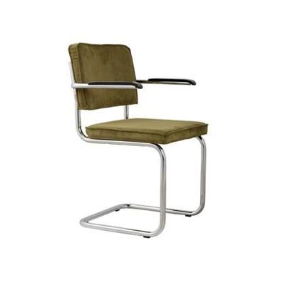Zuiver Ridge Rib Eetkamerstoelen met armleuning Groen - Set van 2