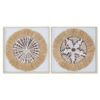 Canvas Home ESPRIT Wit Natuurlijk Boho 60 x 3 x 60 cm (2 Stuks)