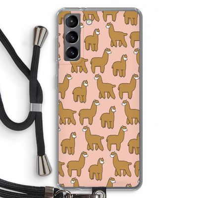 Alpacas: Samsung Galaxy S21 Transparant Hoesje met koord