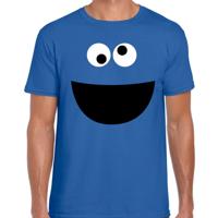 Blauwe cartoon knuffel monster - verkleed t-shirt - blauw - voor heren - Carnaval