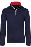 TRIGEMA Comfort Fit Half-Zip Sweater nachtblauw, Effen