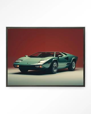 Urban Cotton Wandkleed 'Vintage Lamborghini' 80 x 110cm in Floating Frame - black