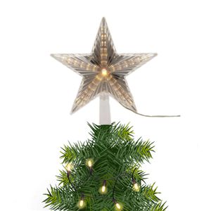 Lichtgevende kerstboom piek/topper ster warm wit licht 22 cm