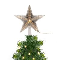 Lichtgevende kerstboom piek/topper ster warm wit licht 22 cm