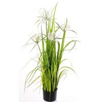 Groene grasplant kunstplant 110 cm in zwarte pot - thumbnail