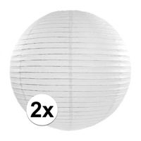 2x witte bol lampionnen van 35 cm