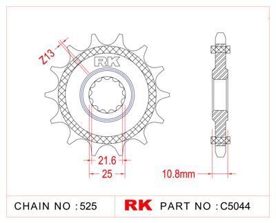 RK Sprocket 525 16z rubberized