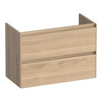 Brauer Inspire - Onderkast Ondiep - 80 cm - met 2 Softclose Lades Greeploos en 1 Sifon Uitsparing - Lamellen Eiken Naturel