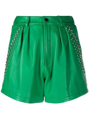 Philipp Plein short en cuir à ornements en cristal - Vert