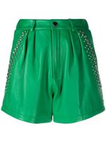 Philipp Plein short en cuir à ornements en cristal - Vert - thumbnail