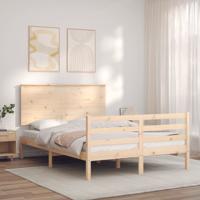 Bedframe met hoofdbord massief hout 140x200 cm