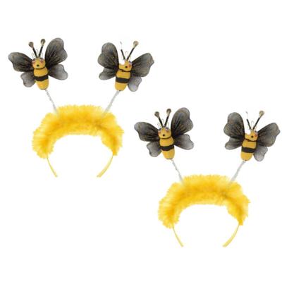 Widmann Verkleed diadeem bij - 2x - volwassenen - bijen haarband - verkleedaccessoires