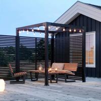 Zwart Houten Vierkante Pergola 198 x 198 CM Met Tokyo Tuinschermen