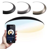 Smart plafondlamp - bulkhead - 18W 1800lm - Ø30cm - IP65 waterdicht - White ambience - Wifi + Bluetooth - Google Home, Amazon Alexa en Siri - Zwart - Badkamerlamp