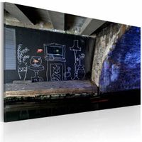 Schilderij - Banksy - Mijn Huis, 40x60cm , wanddecoratie , premium print op canvas - thumbnail