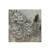 Canvas Schilderij Rozen zilver met vlindertje