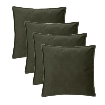 Bank/sierkussens huiskamer Sophia - 4x stuks - 52 x 52 cm - Olijfgroen - polyester - met rits